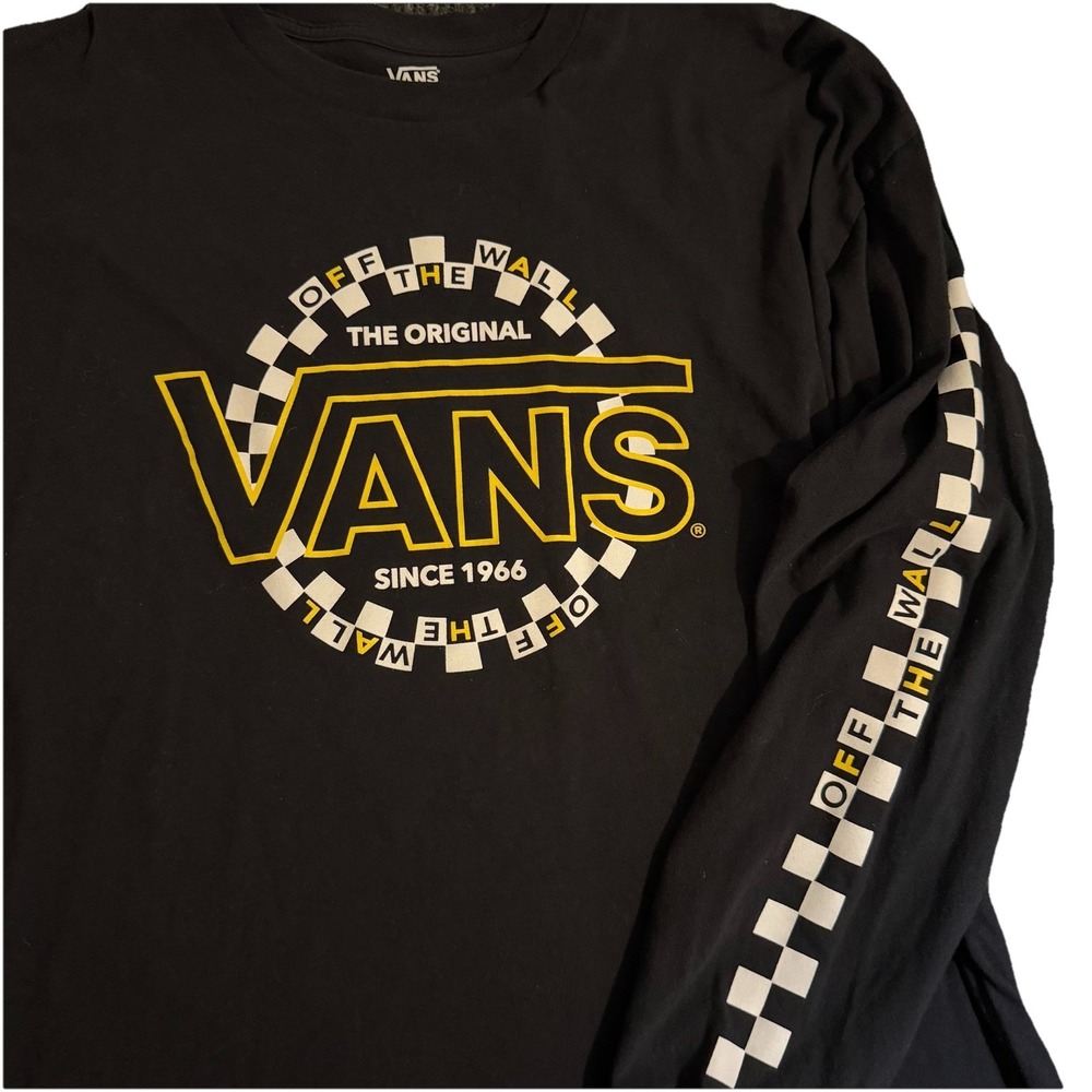 Vans Off The Wall Black Long Sleeve Graphic T-Shirt XL Men's Skater Streetwear